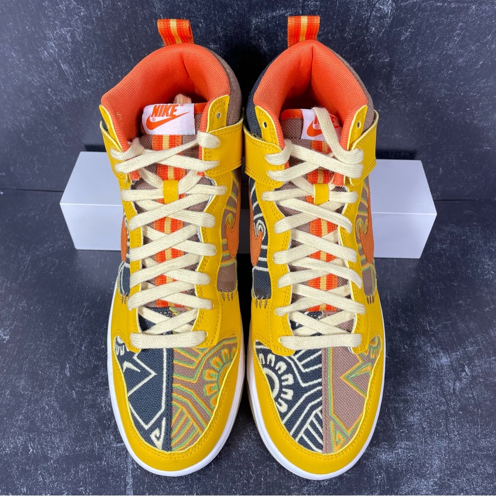 DUNK HIGH PRM SOMOS FAMILIA SHOES SIZE DIA DE MUERTOS GUM SOLE GOLD ORANGE BLACK - Picture 3 of 11